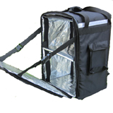 PK-86Z: Ultimate insulated food delivery bag with drink carrier, side loading with zipper, 16